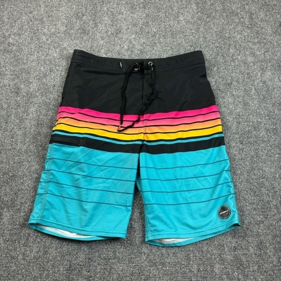 O'Neill Other - O’NEILL Men’s Hyperfreak Heist Boardshorts swim black/multi color stripe size 28
